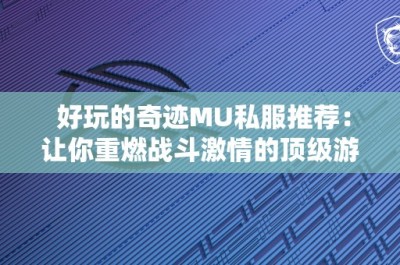 好玩的奇迹MU私服推荐：让你重燃战斗激情的顶级游戏体验