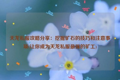 天龙私服攻略分享：挖掘矿石的技巧和注意事项(让你成为天龙私服最强的矿工)