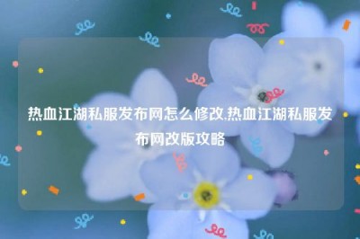 热血江湖私服发布网怎么修改,热血江湖私服发布网改版攻略