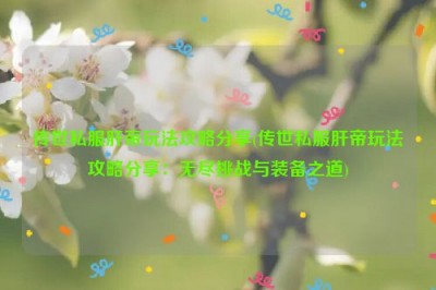 传世私服肝帝玩法攻略分享(传世私服肝帝玩法攻略分享：无尽挑战与装备之道)