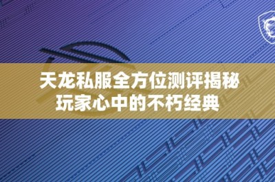 天龙私服全方位测评揭秘玩家心中的不朽经典