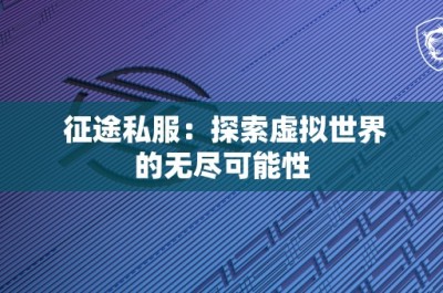 征途私服：探索虚拟世界的无尽可能性