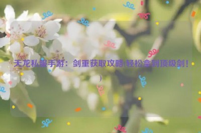 天龙私服手游：剑重获取攻略(轻松拿到顶级剑！)