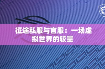 征途私服与官服：一场虚拟世界的较量