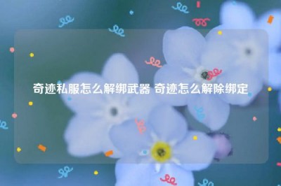 奇迹私服怎么解绑武器 奇迹怎么解除绑定