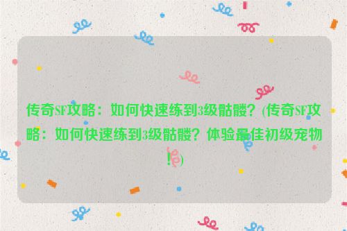 传奇SF攻略：如何快速练到3级骷髅？(传奇SF攻略：如何快速练到3级骷髅？体验最佳初级宠物！)