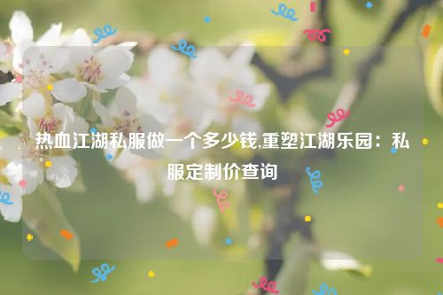 热血江湖私服做一个多少钱,重塑江湖乐园：私服定制价查询