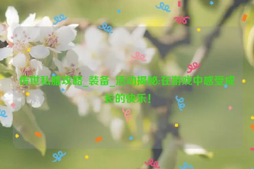 传世私服攻略_装备_活动揭秘:在游戏中感受成长的快乐！