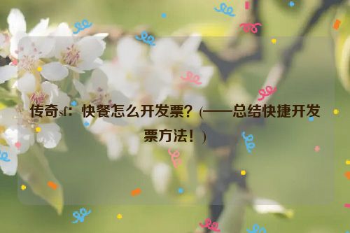 传奇sf：快餐怎么开发票？(——总结快捷开发票方法！)